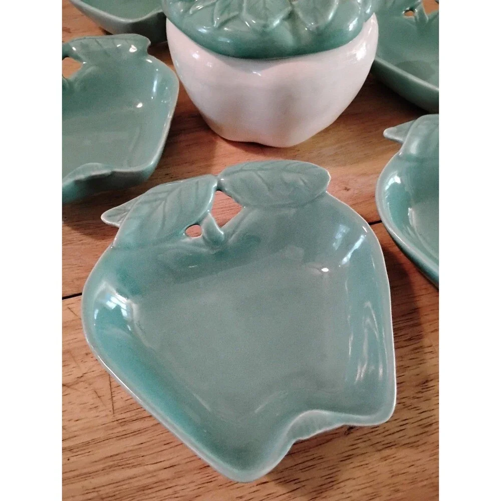 Hoenig of California Vintage Turquoise Apple-shaped Bowls Serving and Dip Set